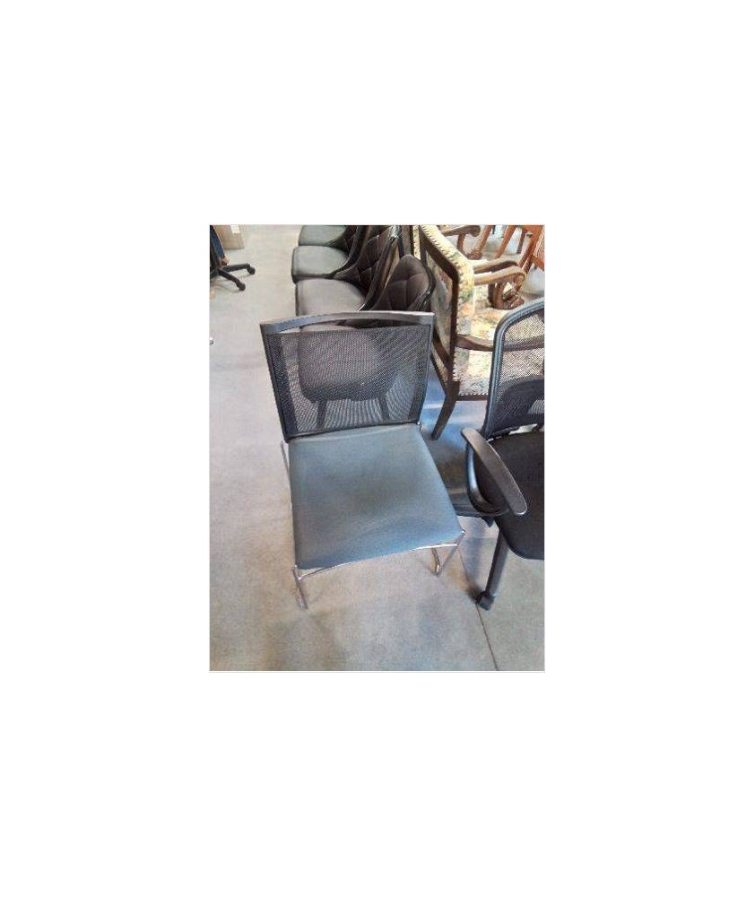CHAISE PIÈTEMENT MÉTAL CHROMÉ ASSISE TISSU GRIS DOSSIER TISSU FRIS AJOURÉ CHAISE PIÈTEMENT MÉTAL CHROMÉ ASSISE TISSU GRIS DOSSIER TISSU FRIS AJOURÉ