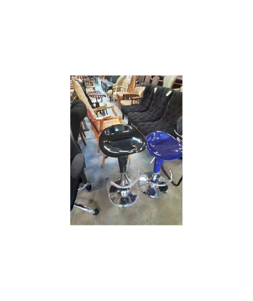 TABOURET DE BAR PIÈTEMENT MÉTAL CHROMÉ ASSISE RÉSINE NOIR 