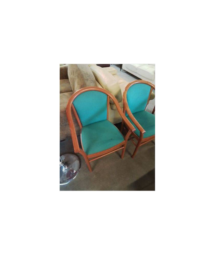 FAUTEUIL PIÈTEMENT BOIS CLAIR ASSISE ET DOSSIER TISSU VERT