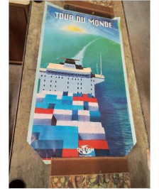 AFFICHE OFFSET  CMA CGM THE FRENCH LINE TOUR DU MONDE AGENCE ANIS 2000 98X56