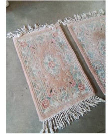 TAPIS LAINE ROSE VERT ECRU 90X60