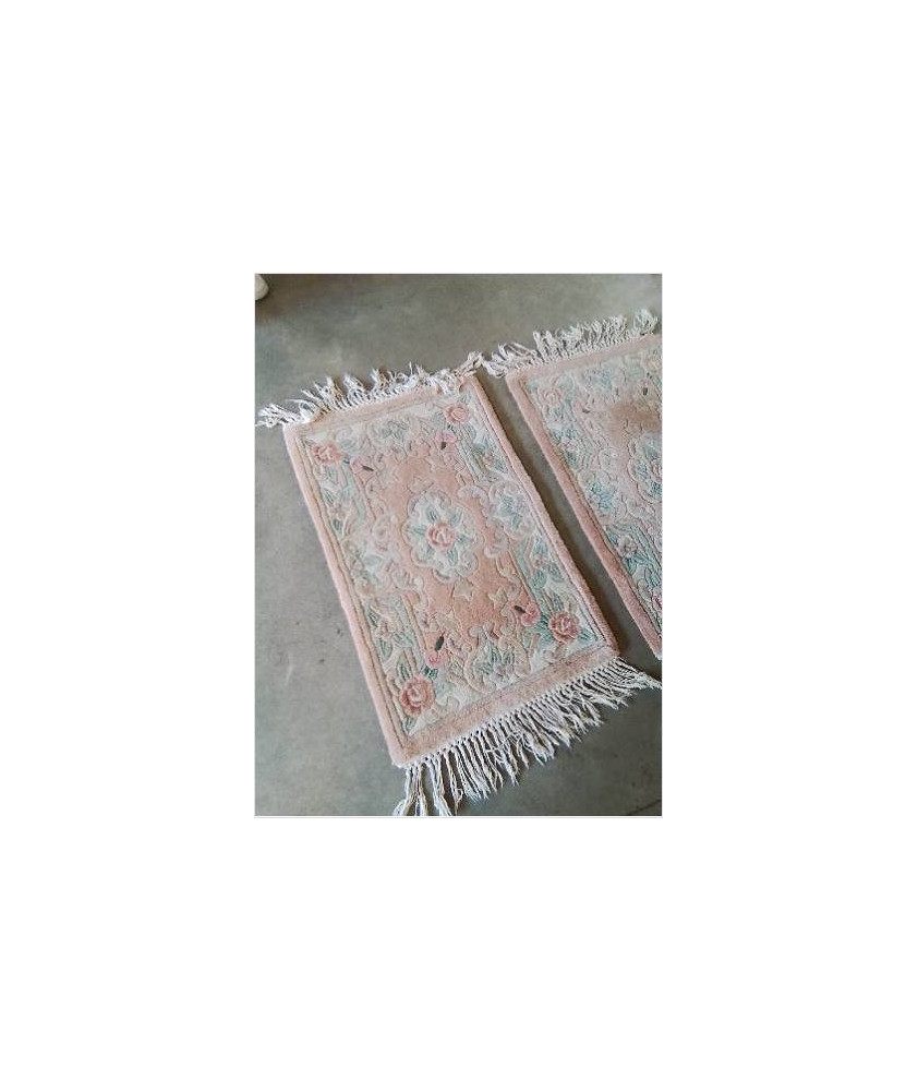TAPIS LAINE ROSE VERT ECRU 90X60
