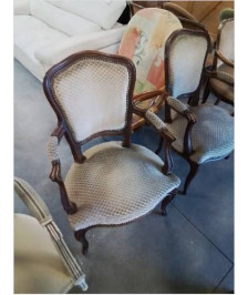 CABRIOLET STYLE REGENCE  DOSSIER CINTRÉ TISSU BEIGE