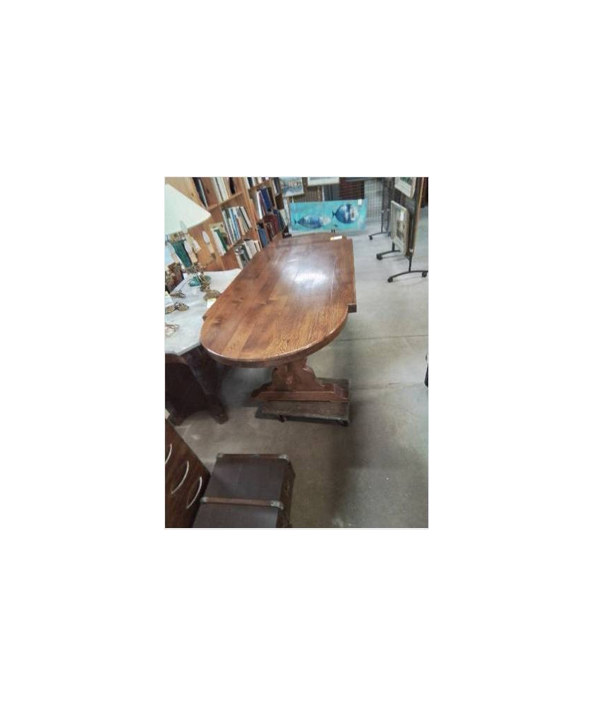 TABLE MONASTÈRE OVALE  ECHANCREE CHENE 200X88X77