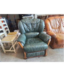 FAUTEUIL CUIR VERT ANGLAIS 