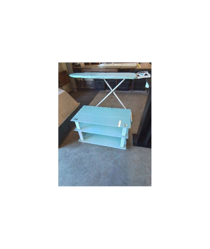 MEUBLE TV MÉTAL BLANC 3 PLATEAUX VERRE 