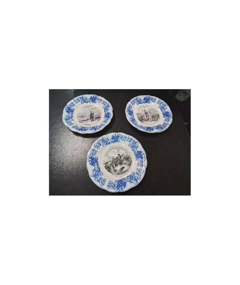 3 ASSIETTES CÉRAMIQUE EXPÉDITION D ORIENT GIEN 1845