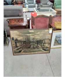 TABLEAU REPRODUCTION BASSIN DU COMMERCE PORT DU HAVRE BERNARD BUFFET