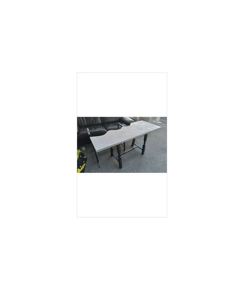 TABLE/ BUREAU PIED MÉTAL- PLATEAU VAGUE