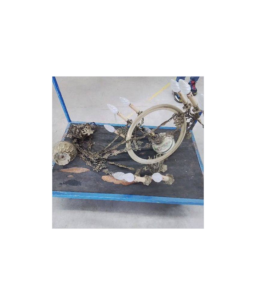 LUSTRE 9 BRANCHES GRAND MODELE OPALINE 
