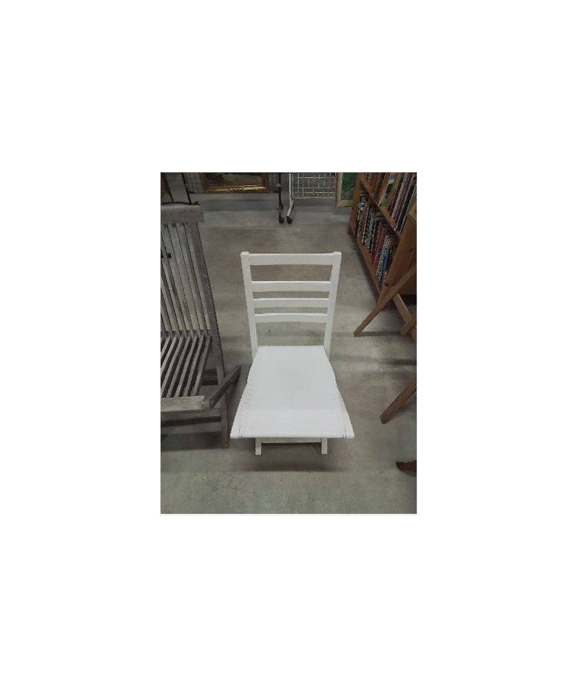 CHAISE DE JARDIN PLIANTE BOIS ASSISE PU BLANC