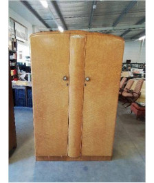 ARMOIRE PENDERIE ANGLAISE ART DECO BOIS CLAIR 2 PORTES