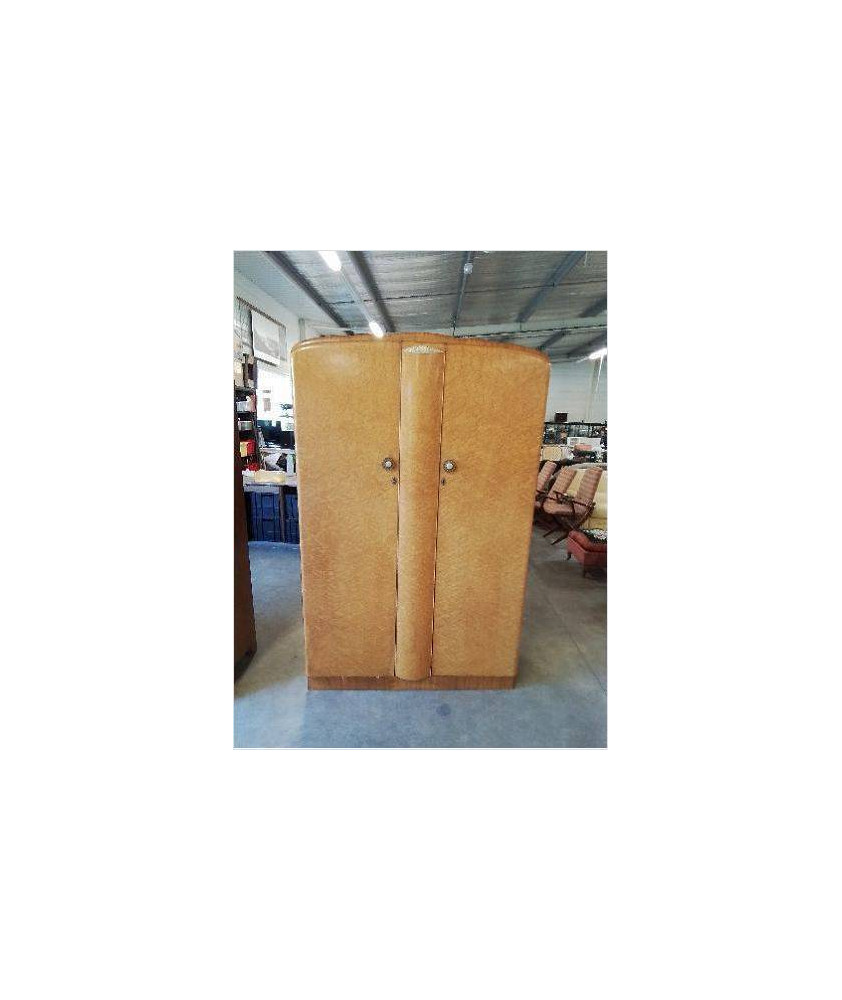 ARMOIRE PENDERIE ANGLAISE ART DECO BOIS CLAIR 2 PORTES