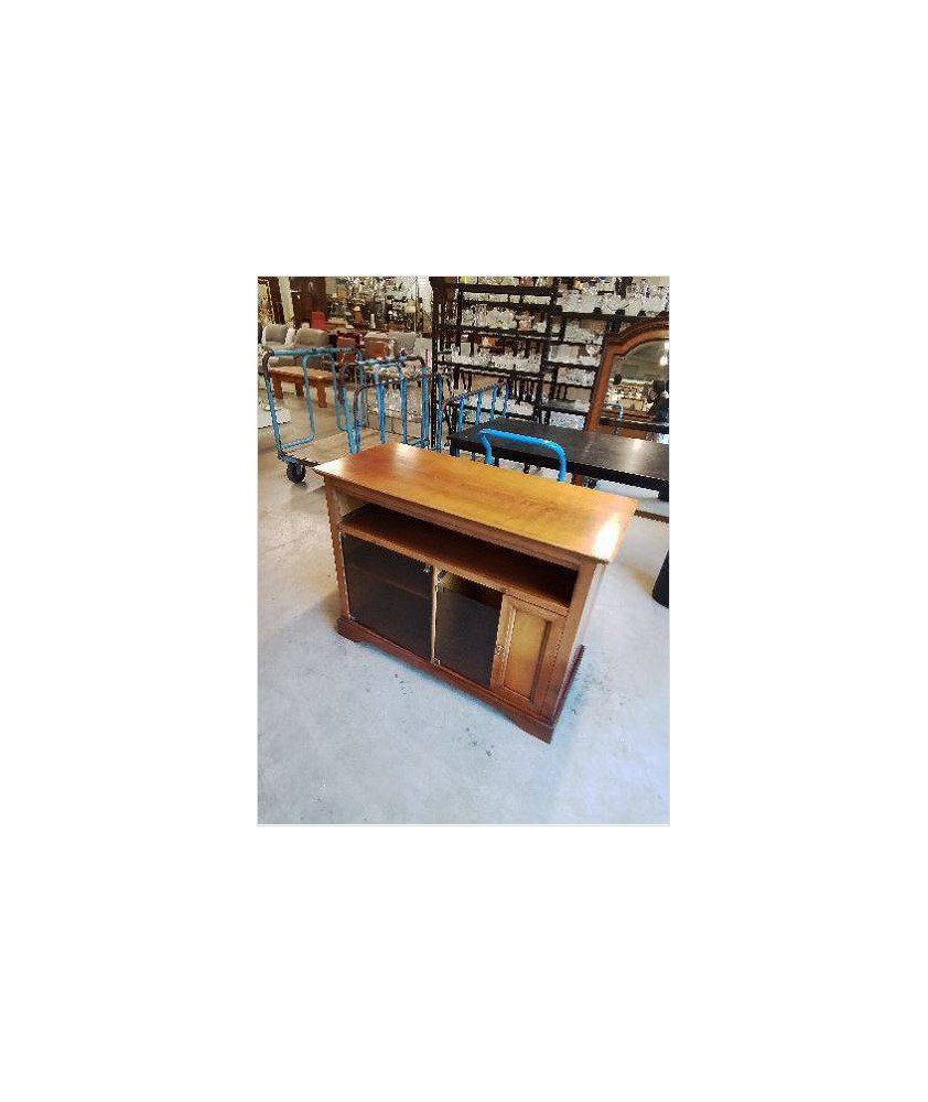 MEUBLE TV BOIS CLAIR 2 PORTES VITRÉES TEINTÉ 1 NICHE STYLE LOUIS PHILIPPE MEUBLE TV BOIS CLAIR 2 PORTES VITRÉES TEINTÉ 1 NICHE STYLE LOUIS PHILIPPE