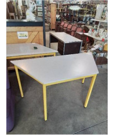 TABLE DE BUREAU PIÈTEMENT MÉTAL JAUNE PLATEAU BOIS BLANC