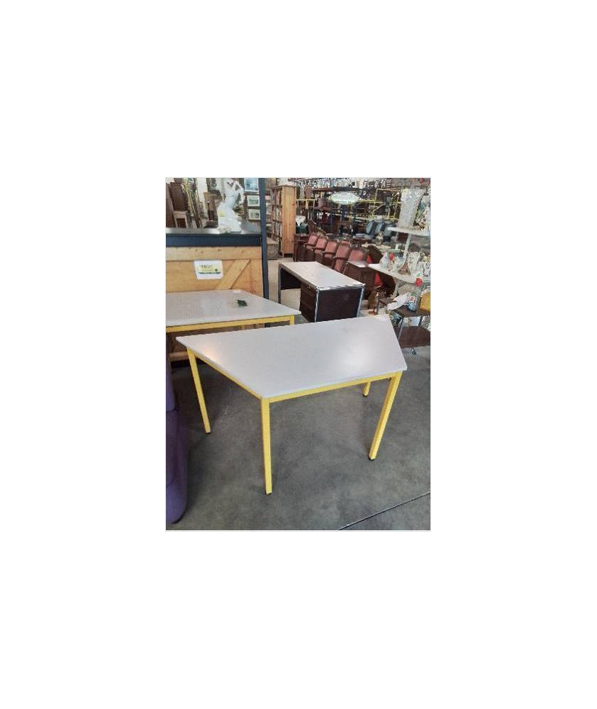 TABLE DE BUREAU PIÈTEMENT MÉTAL JAUNE PLATEAU BOIS BLANC