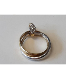PENDENTIF OR 18K DOUBLE BAGUE DIAMANT 2.50GR