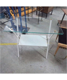 TABLE D’APPOINT BLANCHE PLATEAU VERRE