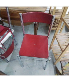 CHAISES CHROMÉES ROUGES LOT DE 4