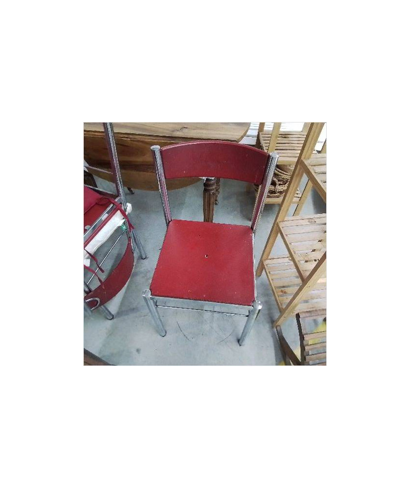 CHAISES CHROMÉES ROUGES LOT DE 4