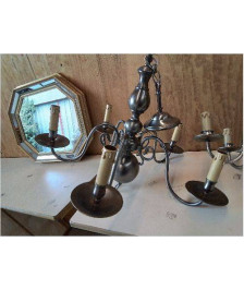 LUSTRE HOLLANDAIS 5 BRANCHES EN ETAIN