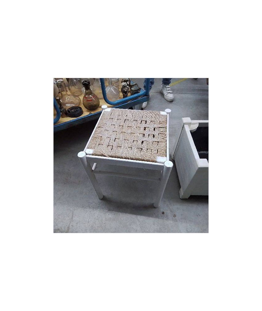TABOURET BLANC PAILLE