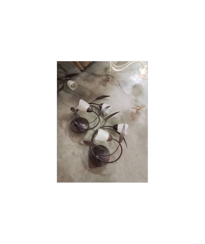 PAIRE D APPLIQUES 2 FEUX METAL CHOCOLAT