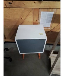 CAISSON BOIS BLANC 1 PORTE GRIS PIEDS BOIS CLAIR