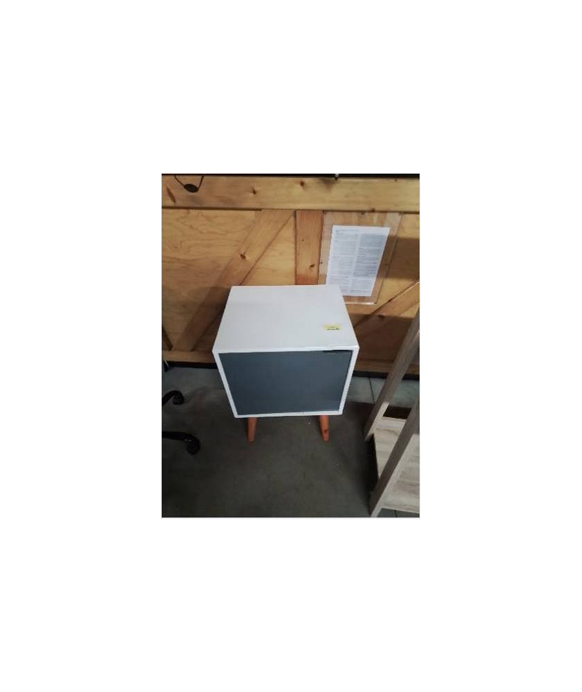 CAISSON BOIS BLANC 1 PORTE GRIS PIEDS BOIS CLAIR