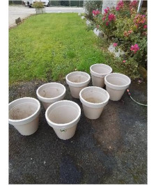 CACHE POT ROND RÉSINE TAUPE