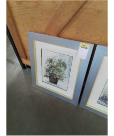GRAVURE BOUQUET DE FLEURS CADRE PEINT GRIS