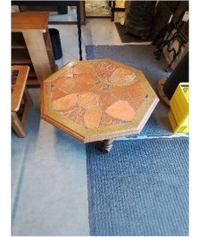 TABLE BASSE OCTOGONAL CARRELÉ ROUGE 