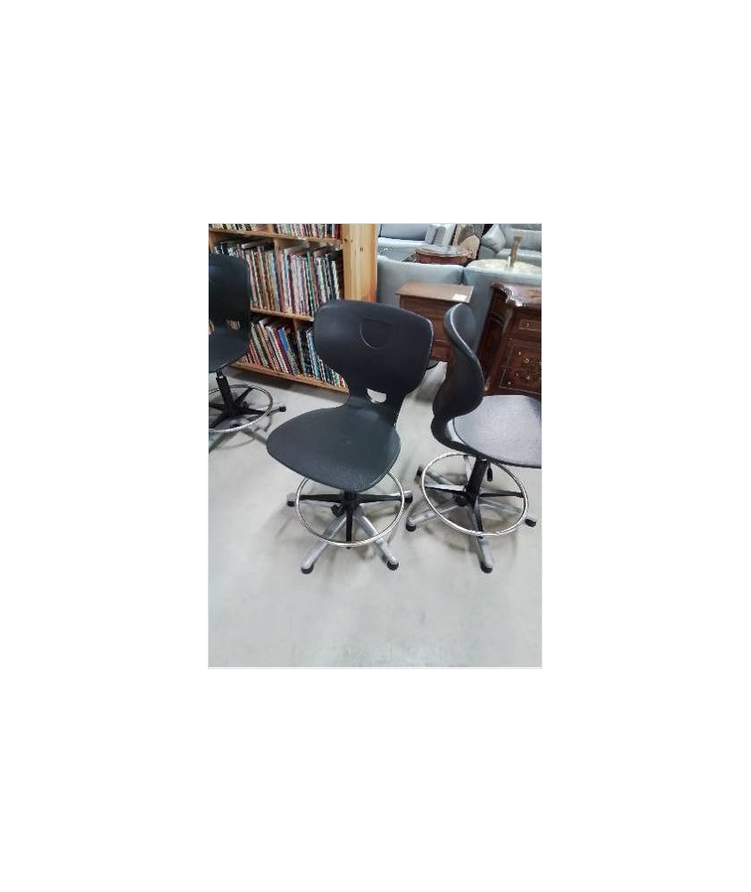 CHAISE D’ATELIER REGLABLE HAUTEUR PIÈTEMENT MÉTAL ASSISE RESINE NOIR CHAISE D’ATELIER REGLABLE HAUTEUR PIÈTEMENT MÉTAL ASSISE RESINE NOIR