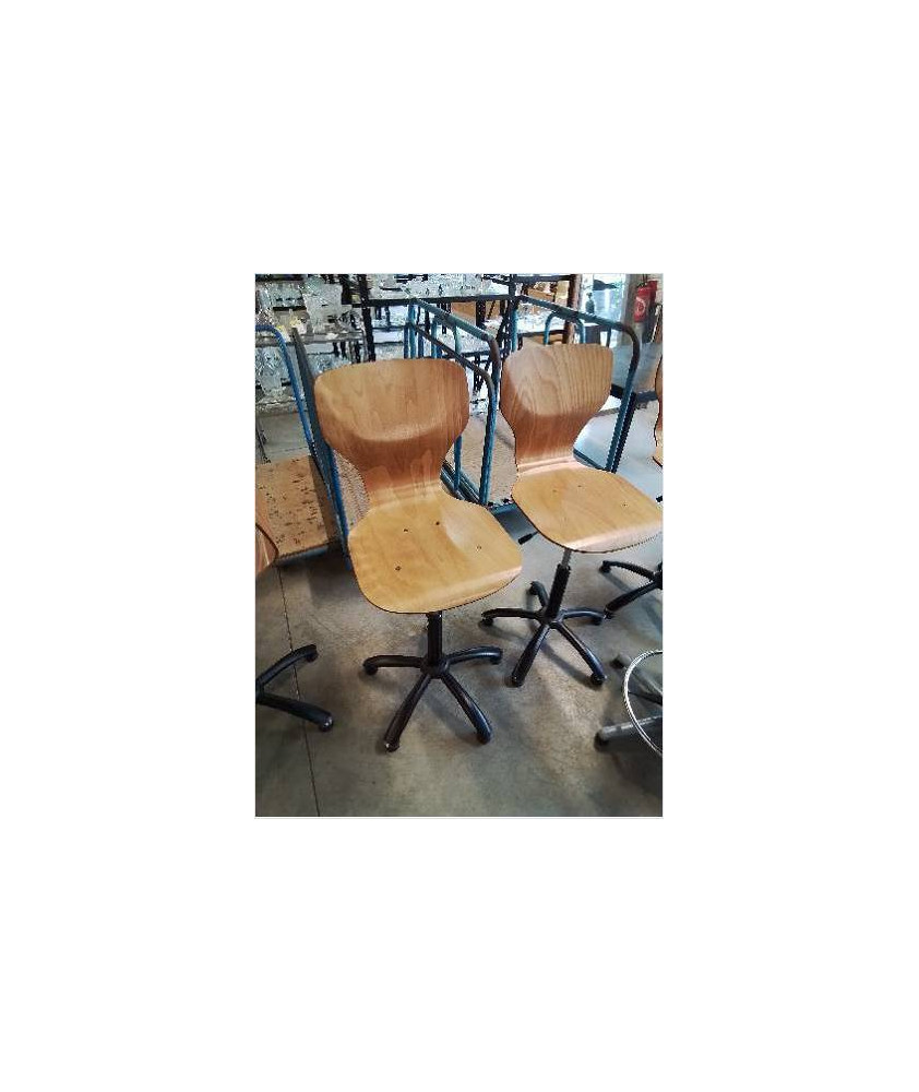 CHAISE D’ATELIER RÉGLABLE HAUTEUR PIÈTEMENT MÉTAL ASSISE BOIS CLAIR CHAISE D’ATELIER RÉGLABLE HAUTEUR PIÈTEMENT MÉTAL ASSISE BOIS CLAIR