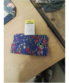 PORTE-FEUILLE TISSU FLEURI VIOLET 