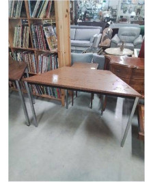 TABLE DE BUREAU FORMICA MARRON PIÈTEMENT MÉTAL CHROMÉ 