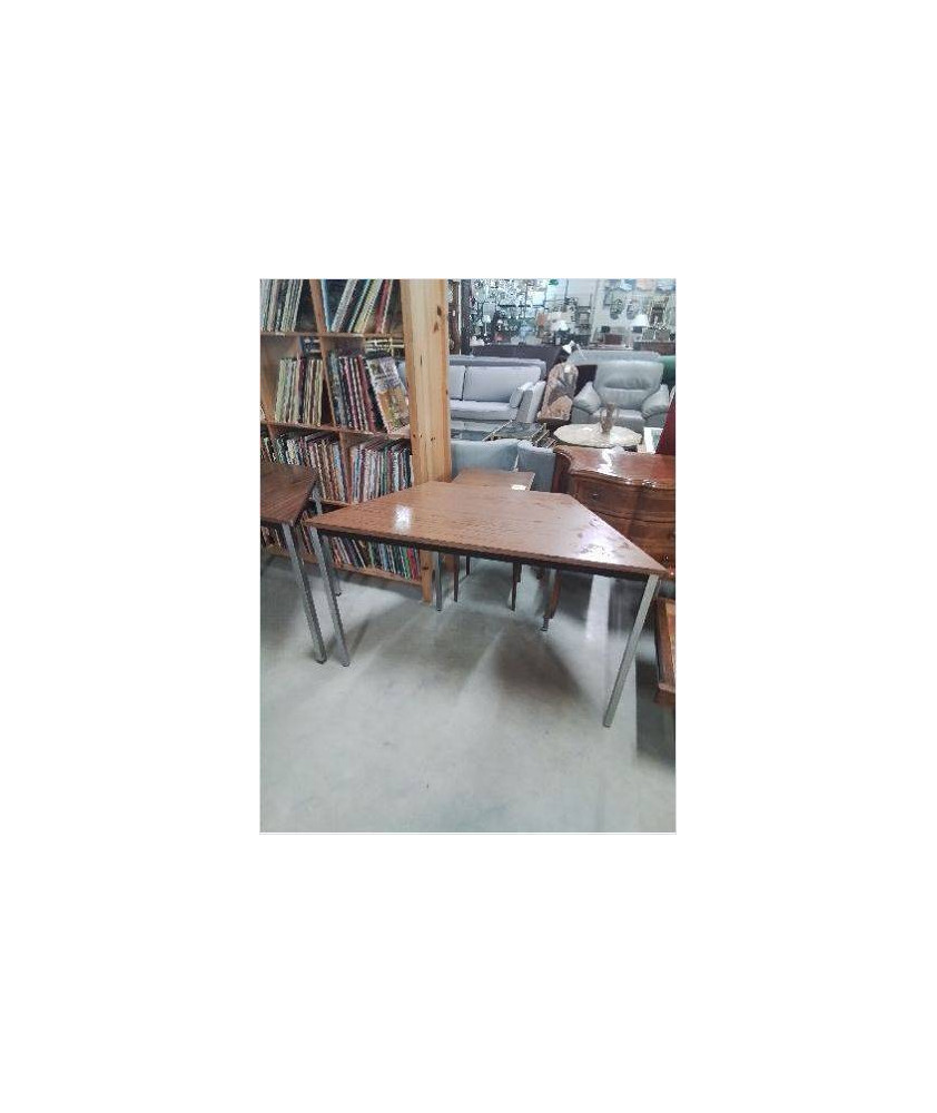 TABLE DE BUREAU FORMICA MARRON PIÈTEMENT MÉTAL CHROMÉ 