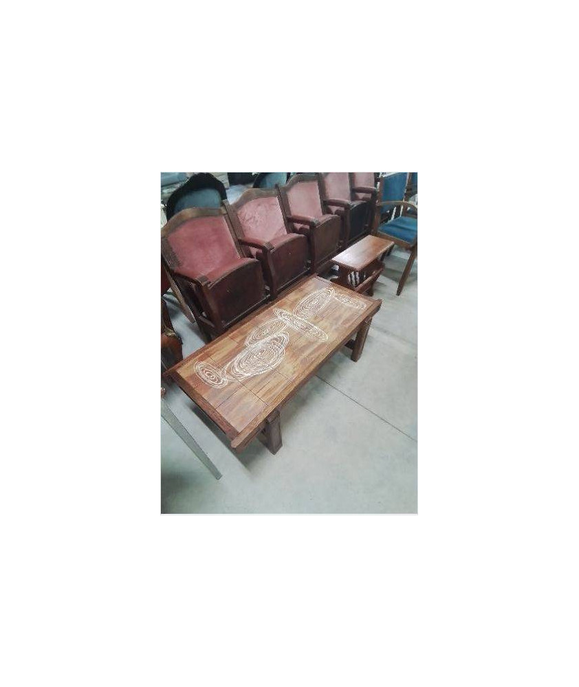 TABLE BASSE BOIS CARRELÉ VALLAURIS ANNÉES 50
