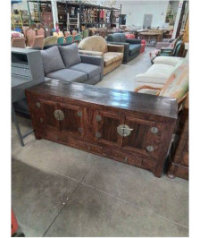 BUFFET BAS BOIS 4 PORTES 3 TIROIRS STYLE ASIATIQUE 