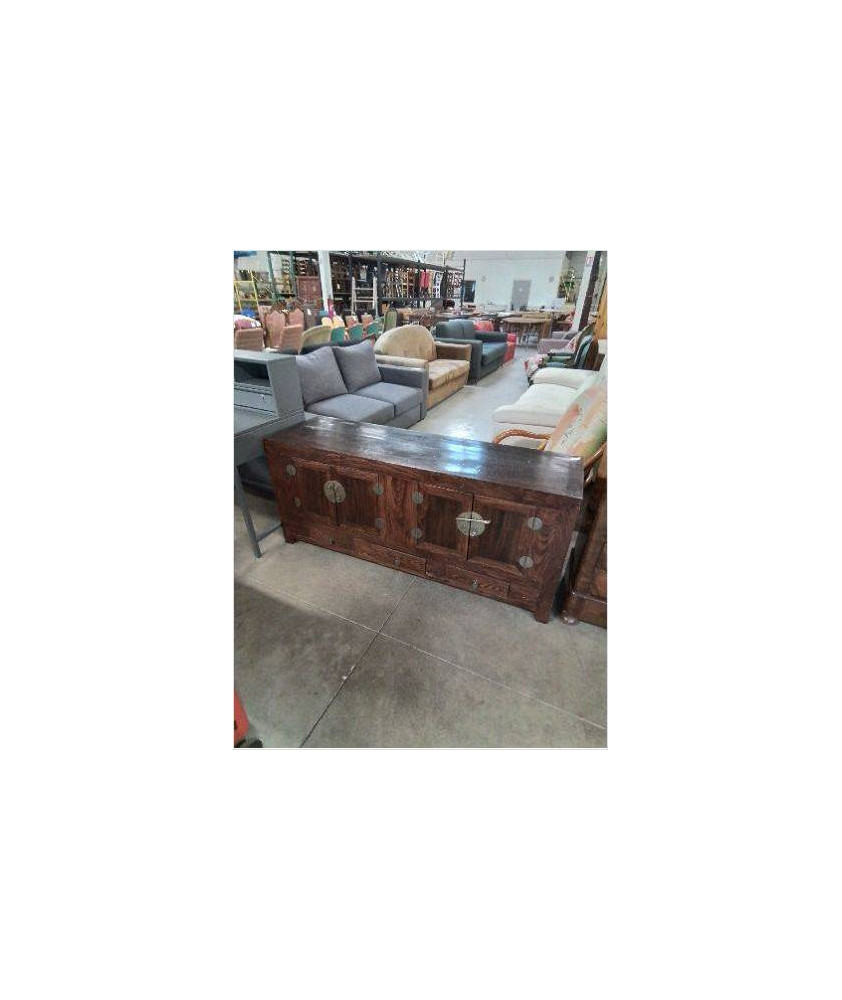 BUFFET BAS BOIS 4 PORTES 3 TIROIRS STYLE ASIATIQUE 