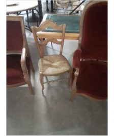 CHAISE BOIS PAILLÉ DOSSIER CINTRÉ CHANTOURNÉ XIXE