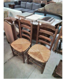  CHAISE BOIS PAILLÉ DOSSIER A TOUPIES 