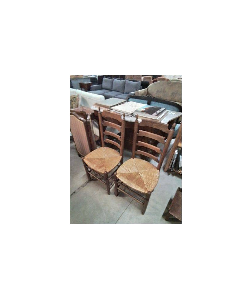 CHAISE BOIS PAILLÉ DOSSIER A TOUPIES 