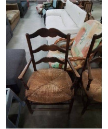 FAUTEUIL DE CHEMINÉE BOIS PAILLÉ DOSSIER MOUSTACHE 