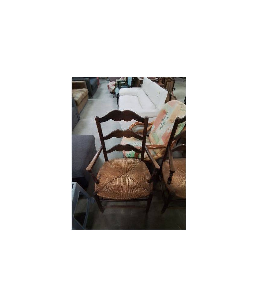 FAUTEUIL DE CHEMINÉE BOIS PAILLÉ DOSSIER MOUSTACHE 