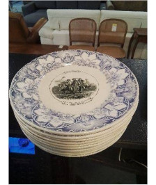 11 ASSIETTES CERAMIQUE ANCIEN TESTAMENT SARREGUEMINES 