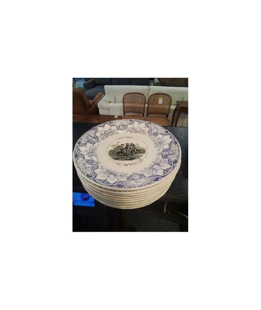 11 ASSIETTES CERAMIQUE ANCIEN TESTAMENT SARREGUEMINES 