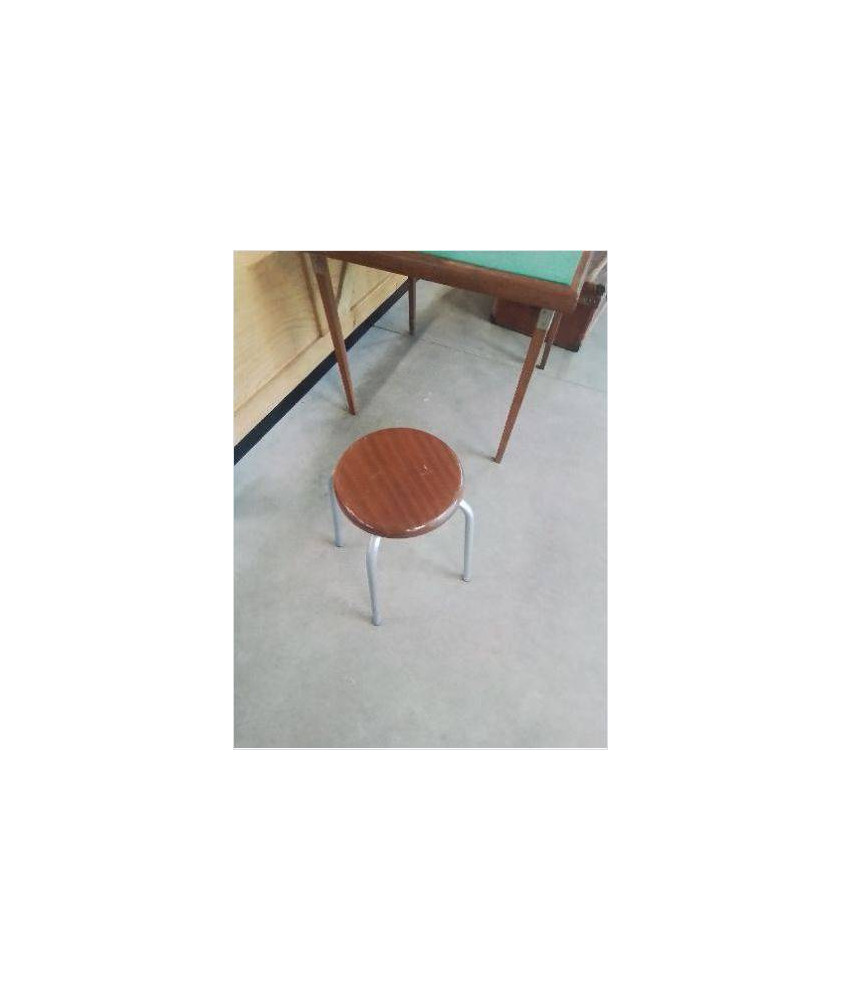 TABOURET ROND PIÈTEMENT METAL ASSISE BOIS 