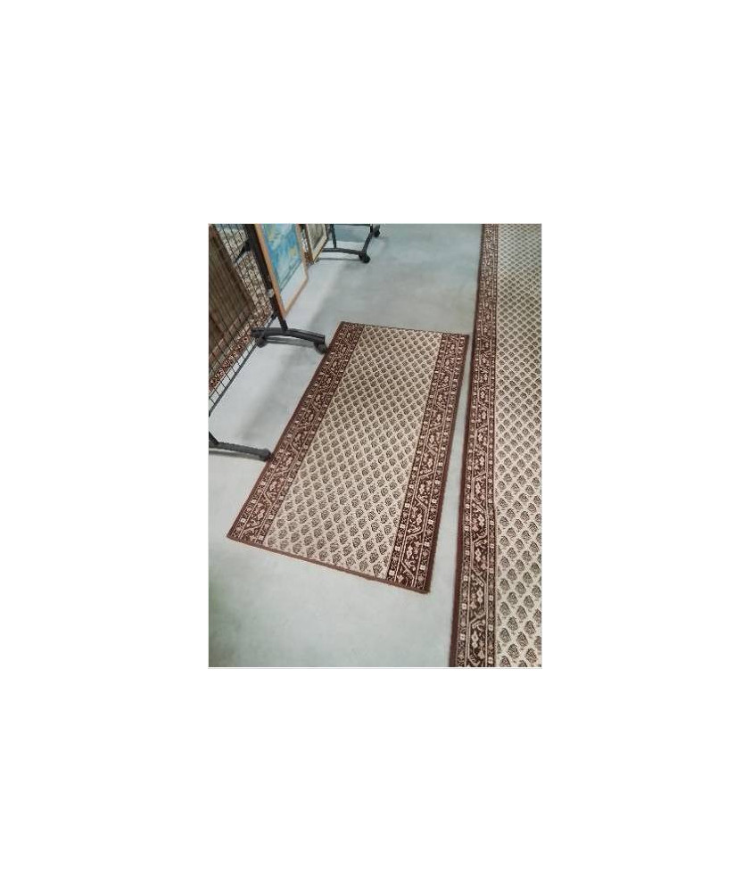 TAPIS LAINE MARRON ECRU 83X150CM