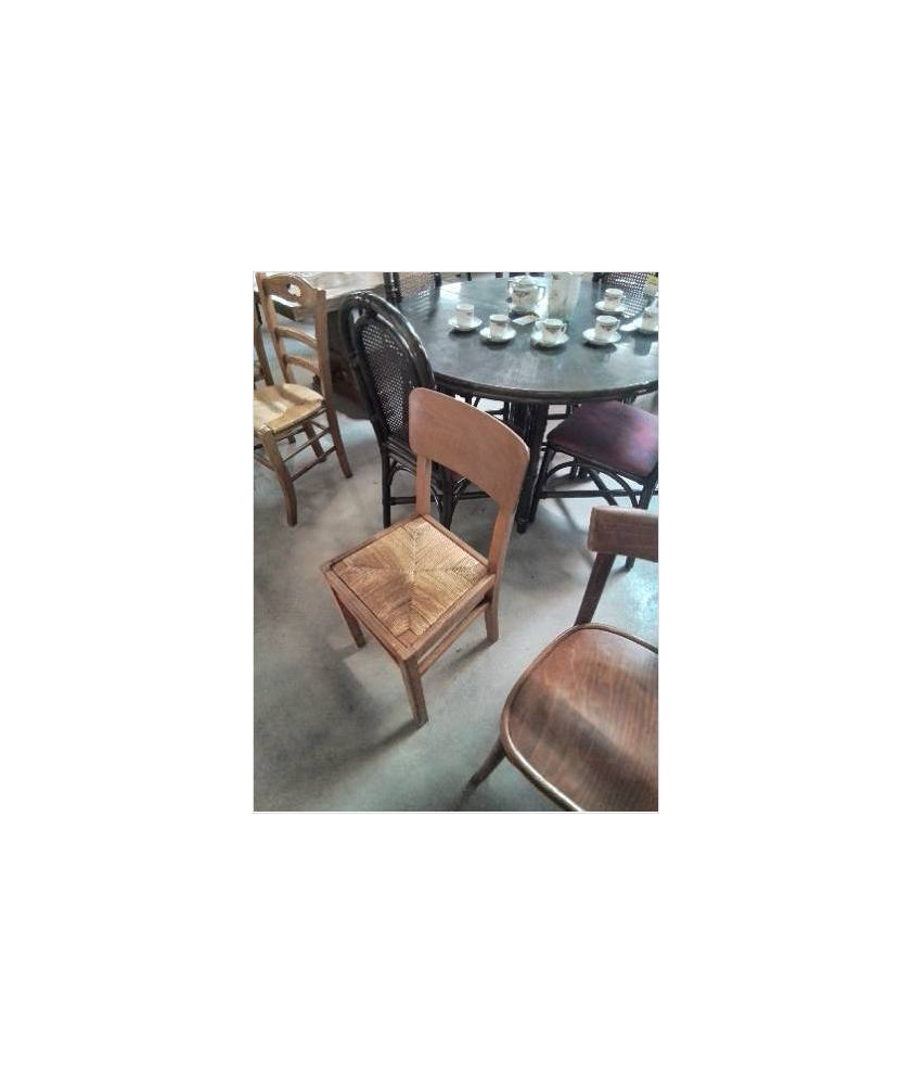 CHAISE BOIS CLAIR PAILLÉ ANNÉES 50